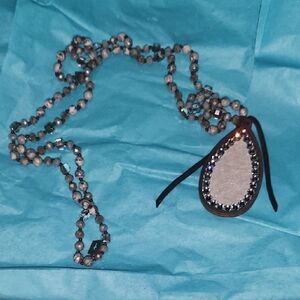 Chic Beaded Necklace with Teardrop Pendant